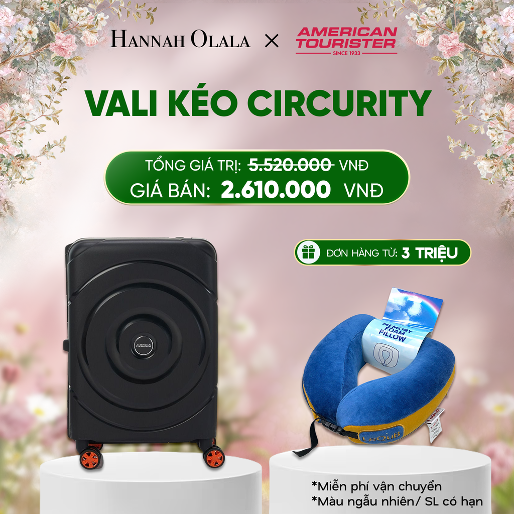  E1623_DEAL4: VALI KÉO CIRCURITY SIZE CABIN S *TẶNG KÈM GỐI CỔ LEQUB 
