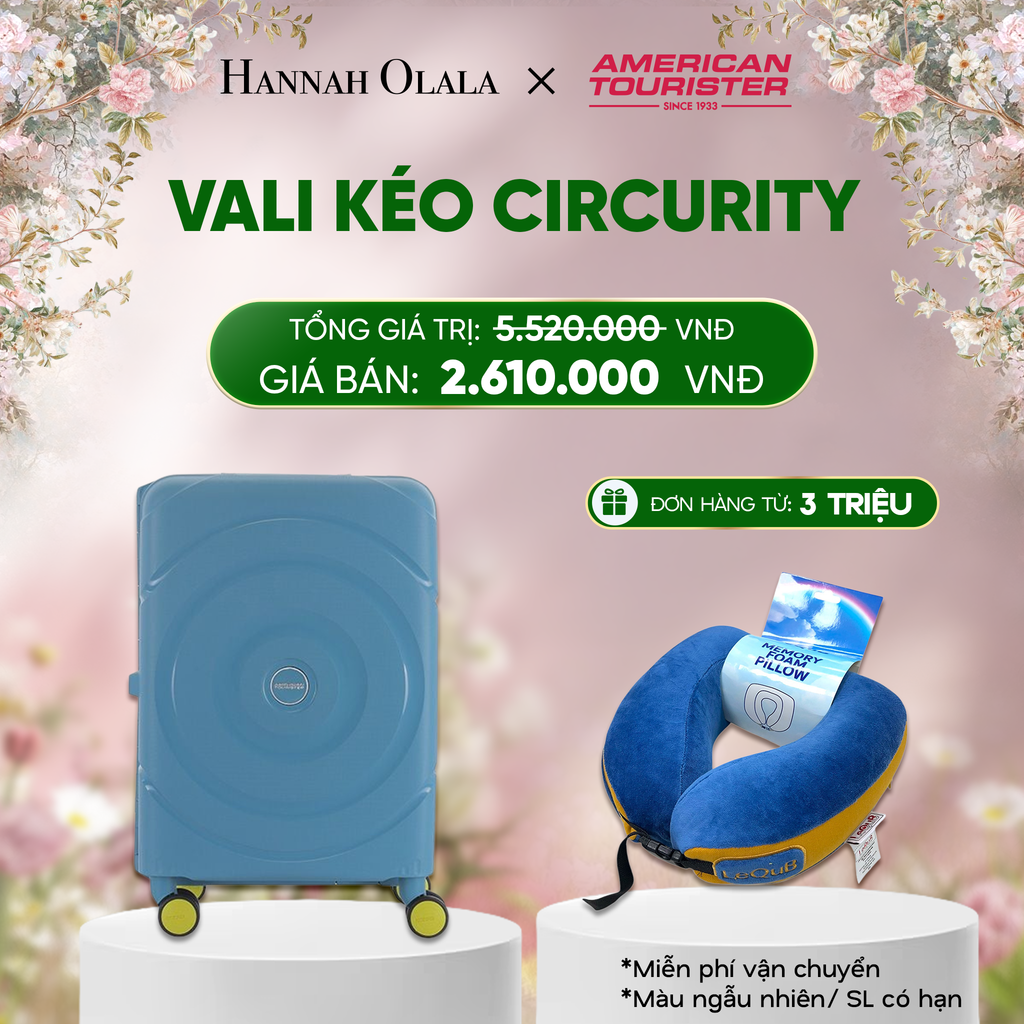  E1623_DEAL4: VALI KÉO CIRCURITY SIZE CABIN S *TẶNG KÈM GỐI CỔ LEQUB 