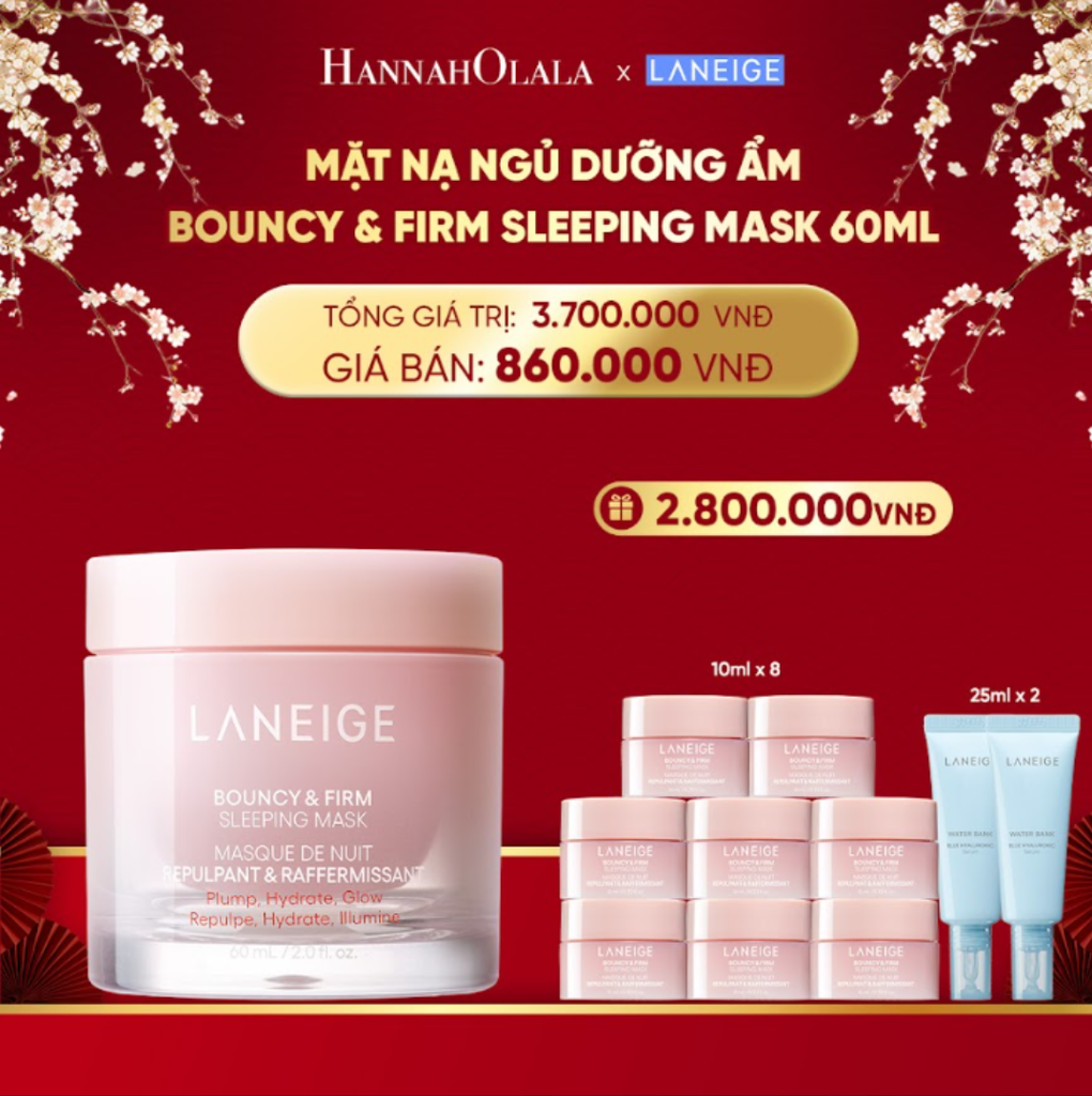  A251_DEAL 3BK: MẶT NẠ NGỦ DƯỠNG ẨM LANEIGE BOUNCY & FIRM SLEEPING MASK 60ML TĂNG CƯỜNG COLLAGEN VÀ CHĂM SÓC DA 