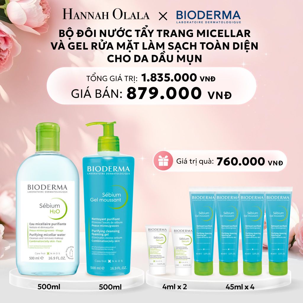  E599: DEAL 5: BỘ ĐÔI NƯỚC TẨY TRANG MICELLAR VÀ GEL RỬA MẶT LÀM SẠCH TOÀN DIỆN CHO DA DẦU,MỤN - [GIAO HÀNG TỪ 03/10] 