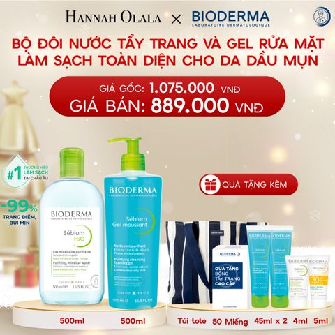  DEAL 6: BỘ ĐÔI NƯỚC TẨY TRANG MICELLAR VÀ GEL RỬA MẶT LÀM SẠCH TOÀN DIỆN CHO DA DẦU,MỤN 