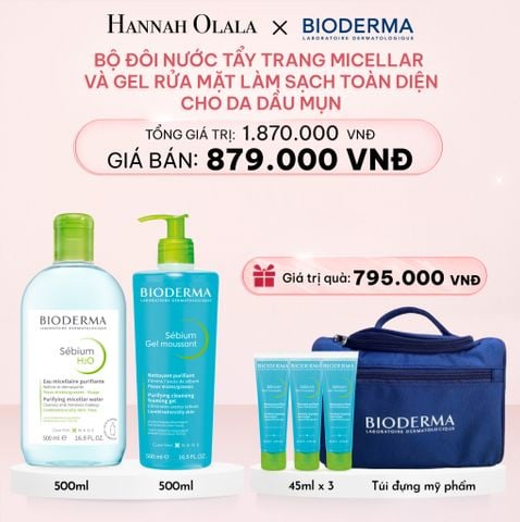  E910_DEAL 5: BỘ ĐÔI NƯỚC TẨY TRANG MICELLAR VÀ GEL RỬA MẶT LÀM SẠCH TOÀN DIỆN CHO DA DẦU,MỤN 
