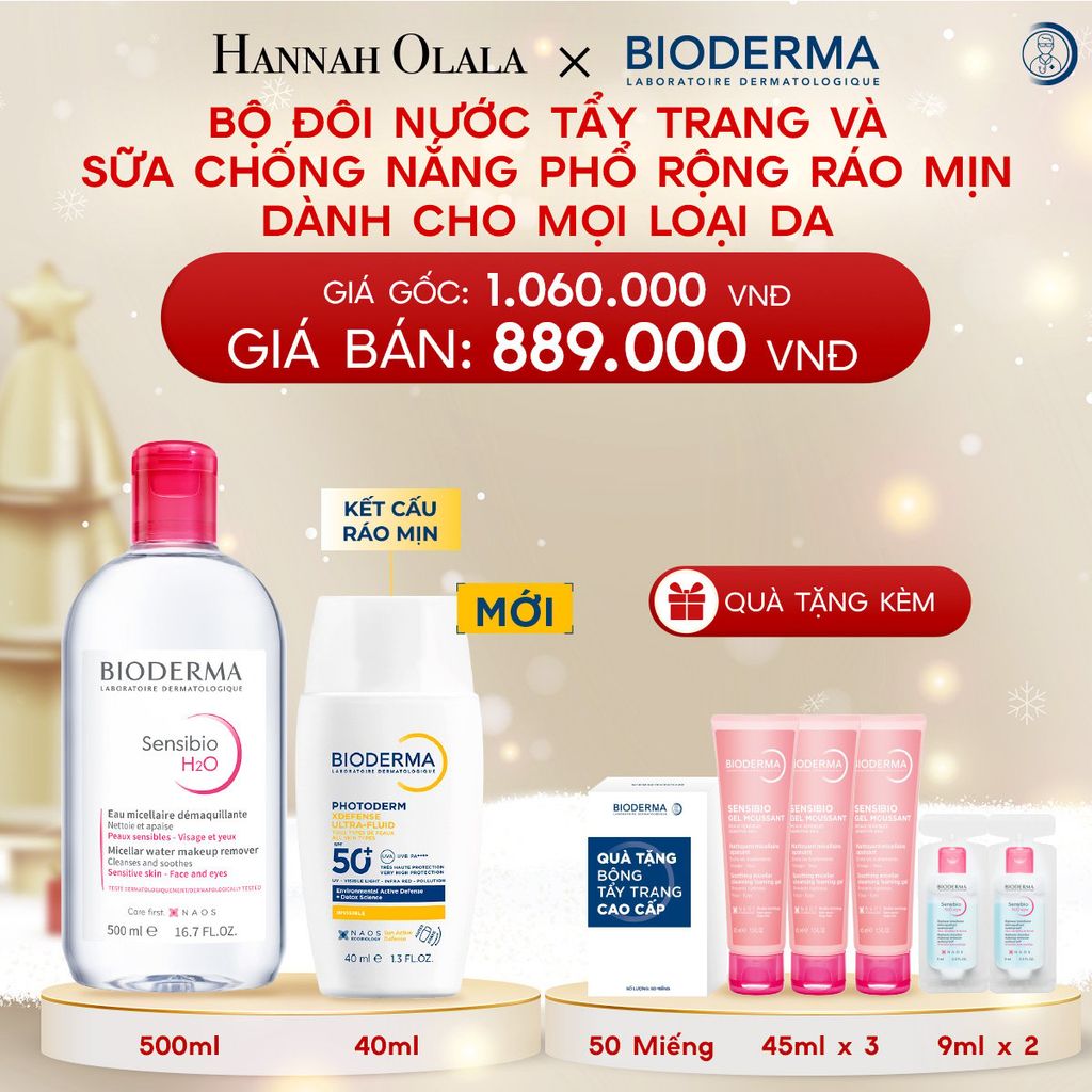  DEAL 11: BỘ ĐÔI NƯỚC TẨY TRANG VÀ SỮA CHỐNG NẮNG PHỔ RỘNG RÁO MỊN CHO MỌI LOẠI DA 