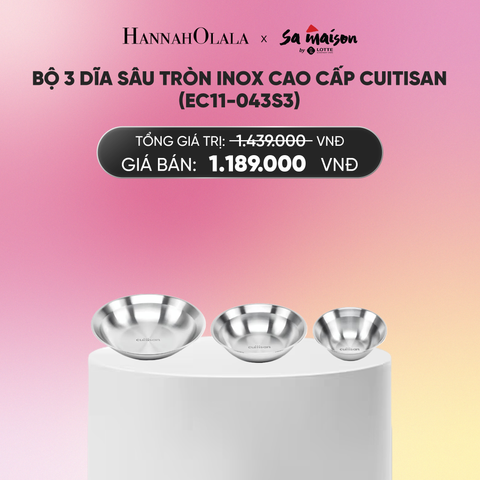  DEAL 18: BỘ 3 DĨA SÂU TRÒN INOX CAO CẤP CUITISAN (EC11-043S3)_A598 