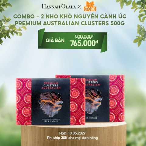  E51_DEAL 7: COMBO - 2 NHO KHÔ NGUYÊN CÀNH ÚC PREMIUM AUSTRALIAN CLUSTERS 500G 