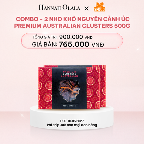  E810_DEAL 7: COMBO - 2 NHO KHÔ NGUYÊN CÀNH ÚC PREMIUM AUSTRALIAN CLUSTERS 500G 