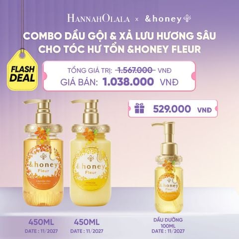  [FLASH DEAL] COMBO DẦU GỘI & XẢ LƯU HƯƠNG SÂU CHO TÓC HƯ TỔN &HONEY FLEUR - A659 