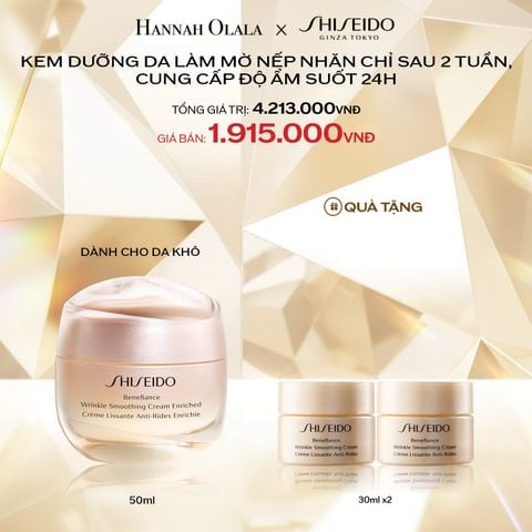  DEAL 12: KEM DƯỠNG DA CHỐNG LÃO HÓA GIÀU ẨM SHISEIDO BENEFIANCE WRINKLE SMOOTHING CREAM ENRICHED 50ML 