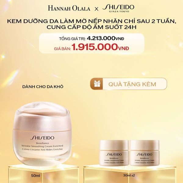  C195_DEAL 6: KEM DƯỠNG DA CHỐNG LÃO HÓA GIÀU ẨM SHISEIDO BENEFIANCE WRINKLE SMOOTHING CREAM ENRICHED 50ML 