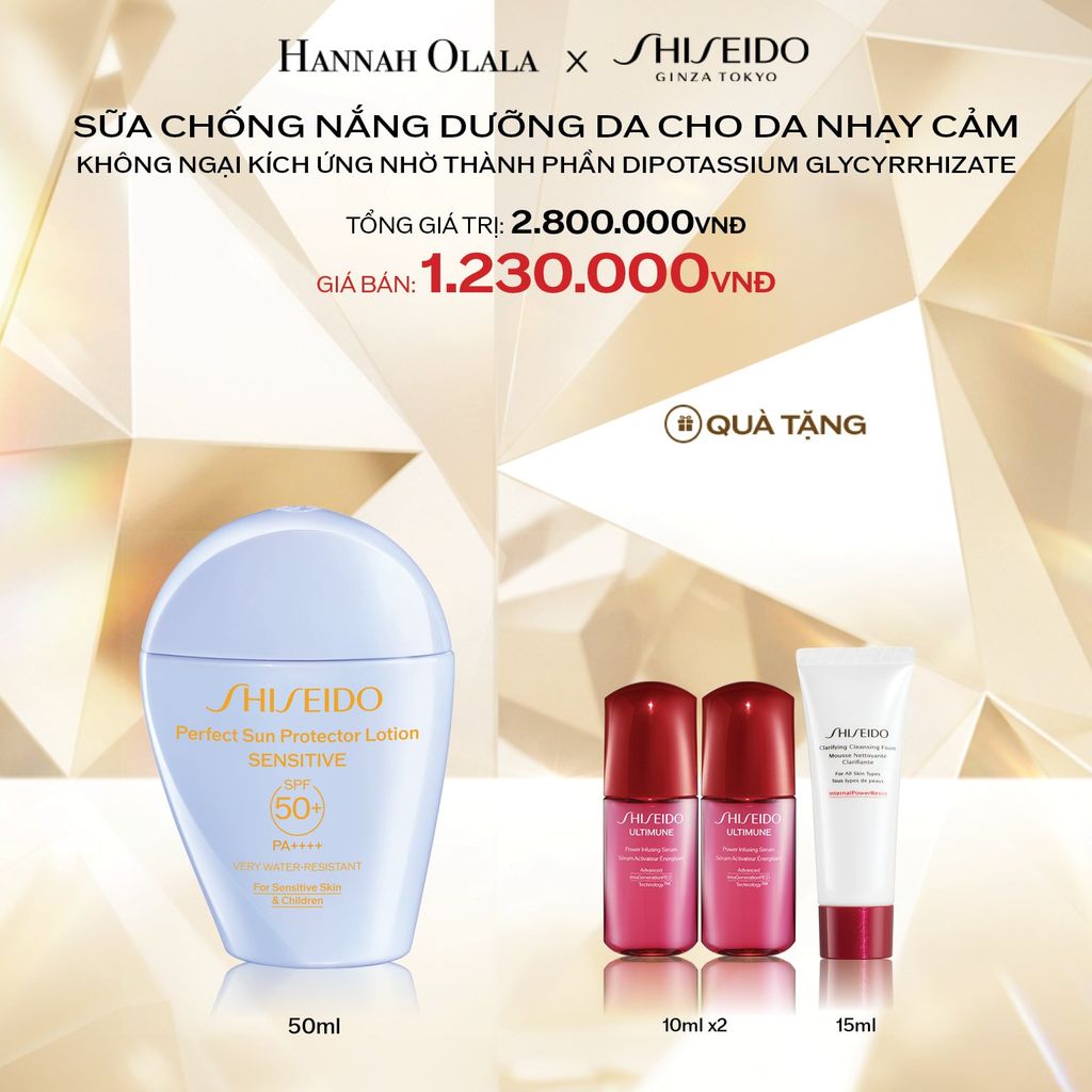  DEAL 6: SỮA CHỐNG NẮNG CHO DA NHẠY CẢM SHISEIDO GSC PERFECT SUN PROTECTOR LOTION SENSITIVE SPF50+ 50ML 