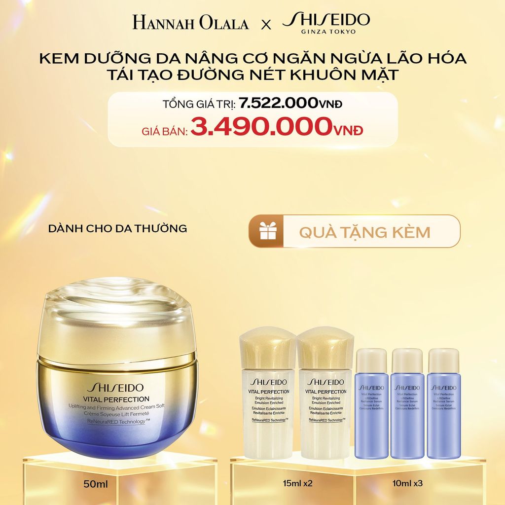  C197_DEAL 8: KEM DƯỠNG DA SHISEIDO VITAL PERFECTION UPLIFTING AND FIRMING ADVANCED CREAM SOFT 50ML 
