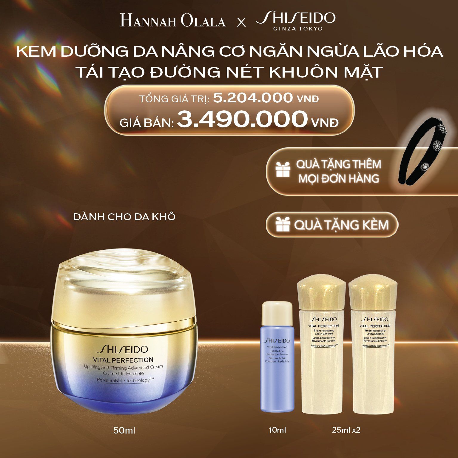  DEAL 15: KEM DƯỠNG DA SHISEIDO VITAL PERFECTION UPLIFTING AND FIRMING ADVANCED CREAM 50ML 