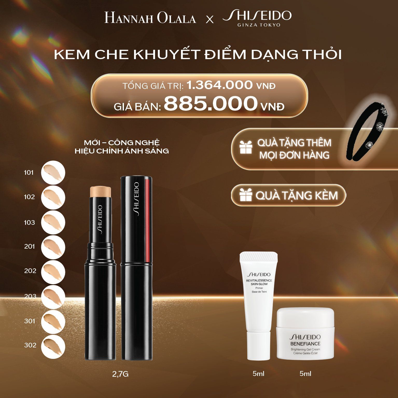  DEAL 18: KEM CHE KHUYẾT ĐIỂM DẠNG THỎI SHISEIDO SYNCHRO SKIN RADIANT LIFTING CONCEALER 2.7G 