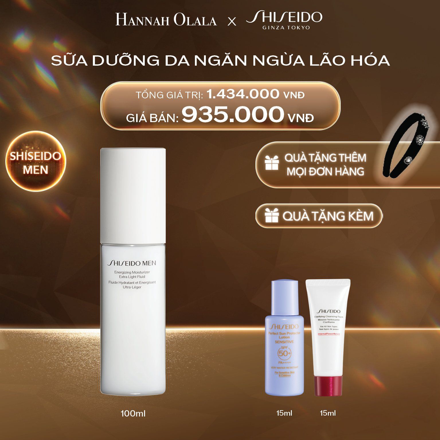  DEAL 21: SỮA DƯỠNG DA SHISEIDO MEN ENERGIZING MOISTURIZER EXTRA LIGHT FUILD 100ML 