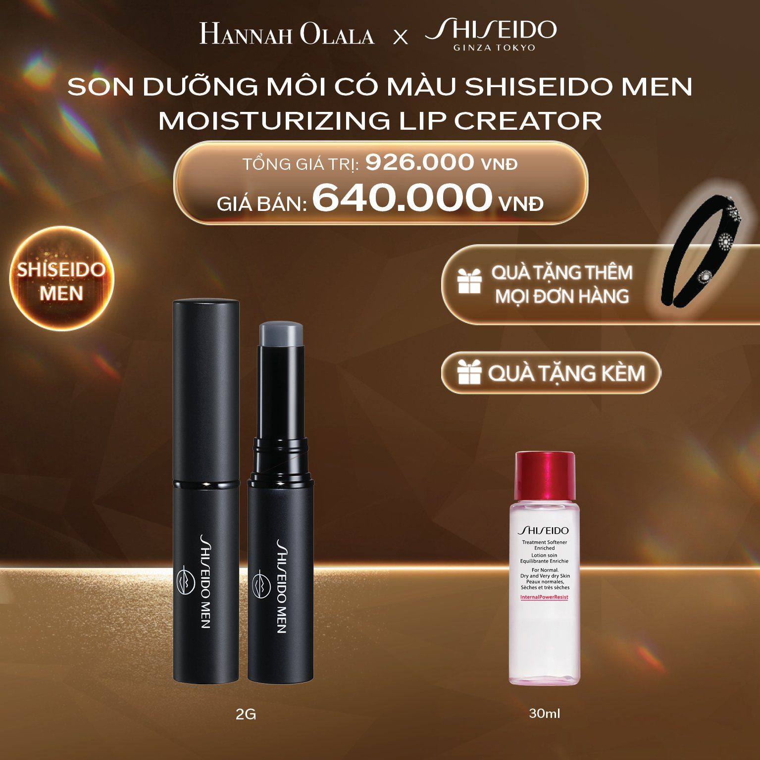  DEAL 24: SON DƯỠNG MÔI CÓ MÀU SHISEIDO MEN MOISTURIZING LIP CREATOR TINT 2G 