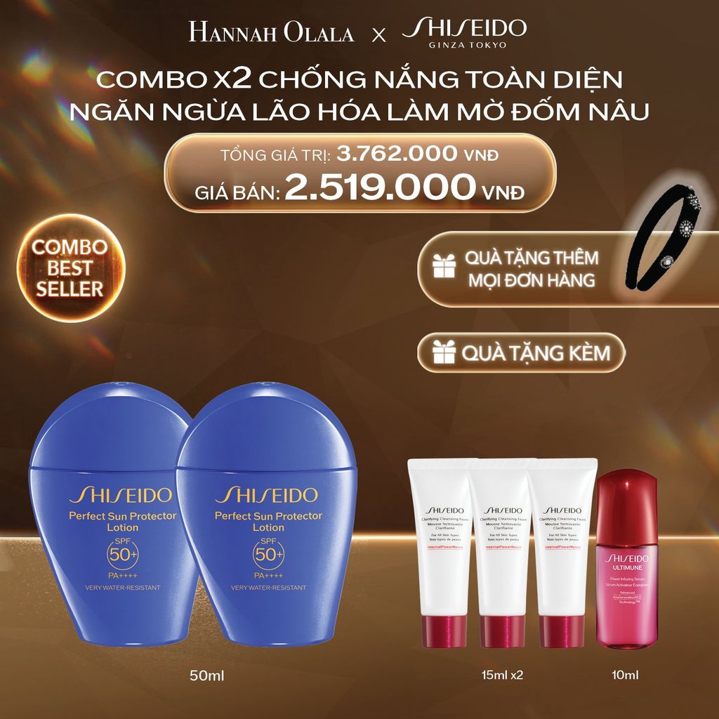  DEAL 26: COMBO X2 CHỐNG NẮNG TOÀN DIỆN NGĂN NGỪA LÃO HÓA LÀM MỜ ĐỐM NÂU NHỜ CÔNG NGHỆ PROFENCEL - SỮA CHỐNG NẮNG DƯỠNG DA SHISEIDO 