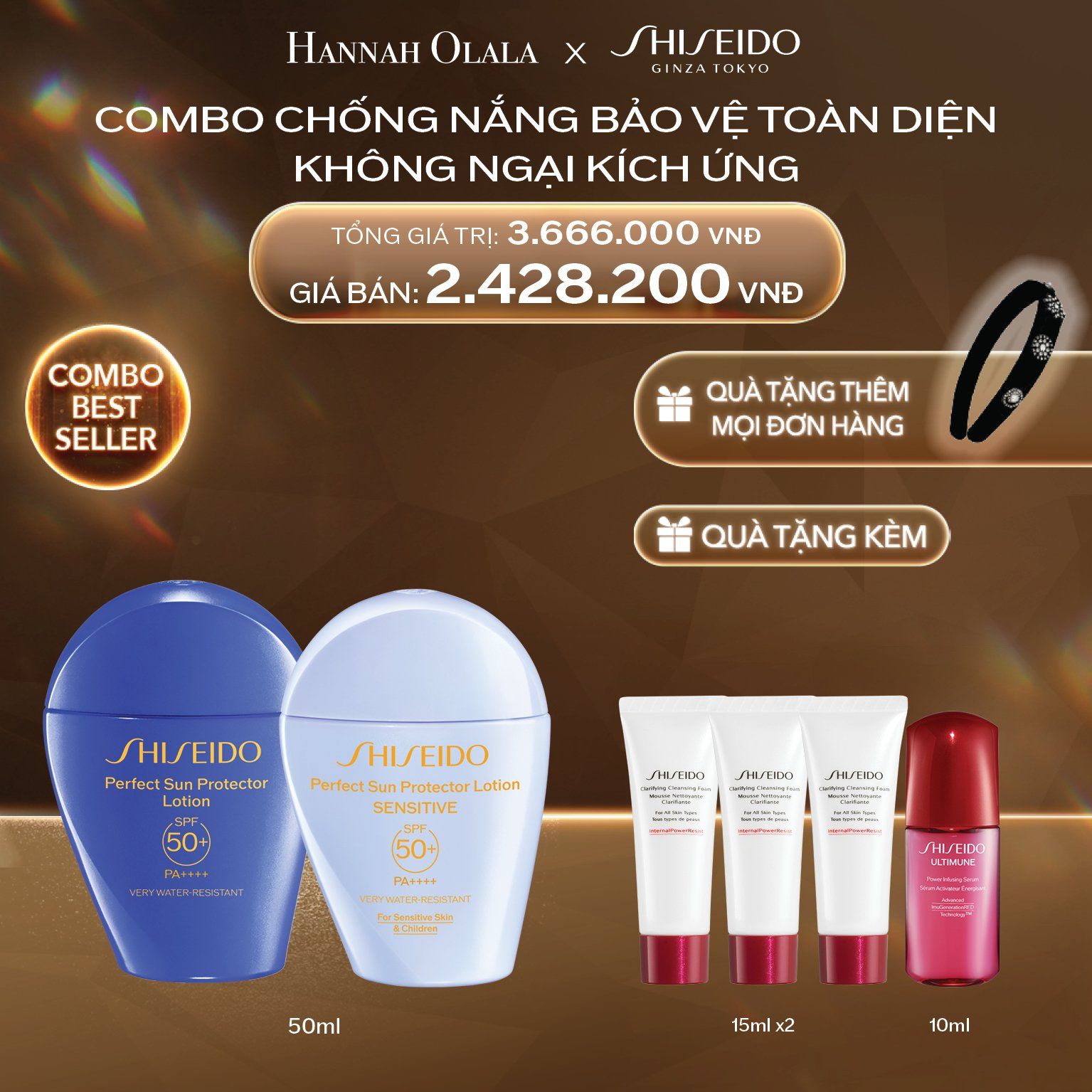  DEAL 27: COMBO CHỐNG NẮNG BẢO VỆ TOÀN DIỆN KHÔNG NGẠI KÍCH ỨNG NHỜ THÀNH PHẦN DIPOTASSIUM GLYCYRRHIZATE - SHISEIDO PERFECT SUN 