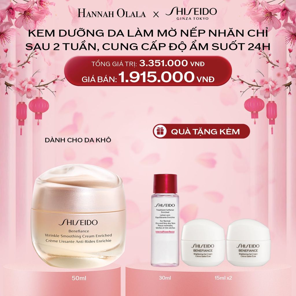  DEAL 10: KEM DƯỠNG DA CHỐNG LÃO HÓA GIÀU ẨM SHISEIDO BENEFIANCE WRINKLE SMOOTHING CREAM ENRICHED 50ML 