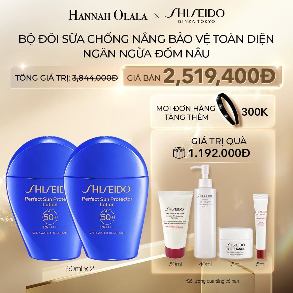  DEAL 33: BỘ 2 SỮA CHỐNG NẮNG GSC PERFECT SUN PROTECTOR LOTION SPF50+ 50ML SHISEIDO 