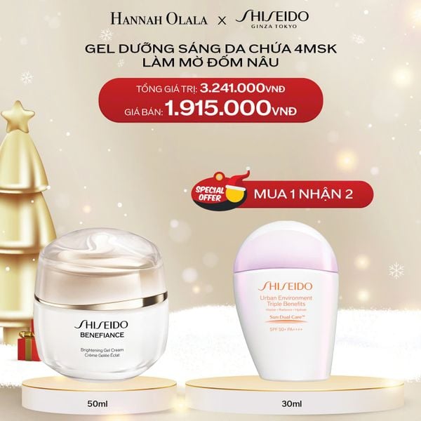  A2010_DEAL 13: COMBO GEL DƯỠNG TRẮNG DA SHISEIDO BENEFIANCE BRIGHTENING GEL CREAM 50ML + KEM CHỐNG NẮNG DƯỠNG DA URBAN ENVIRONMENT TRIPLE BEAUTY SUNCARE EMULSION SPF50+ 30ML 
