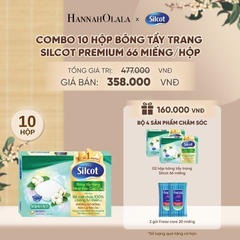  COMBO 10 HỘP BÔNG TRANG ĐIỂM (BÔNG TẨY TRANG) CAO CẤP SILCOT PREMIUM 66 MIẾNG/HỘP - DEAL 2 - A26 