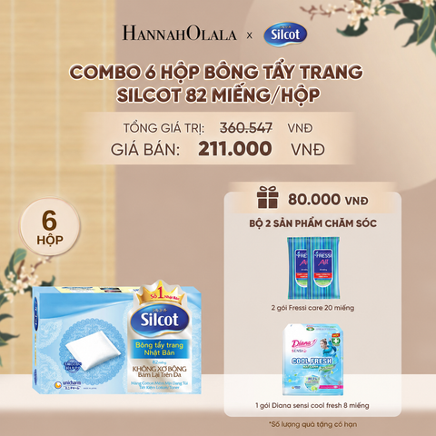  COMBO 6 HỘP BÔNG TRANG ĐIỂM (BÔNG TẨY TRANG) SILCOT 82 MIẾNG/HỘP - DEAL 3 - A27 