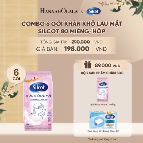 COMBO 6 GÓI KHĂN KHÔ LAU MẶT SILCOT 80 MIẾNG/HỘP - DEAL 6 - A29 