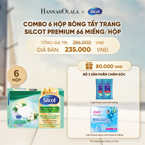  COMBO 6 HỘP BÔNG TRANG ĐIỂM (BÔNG TẨY TRANG) CAO CẤP SILCOT PREMIUM 66 MIẾNG/HỘP - DEAL 4 - A277 