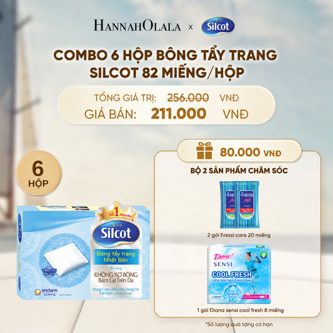  COMBO 6 HỘP BÔNG TRANG ĐIỂM (BÔNG TẨY TRANG) SILCOT 82 MIẾNG/HỘP - DEAL 3 - A276 