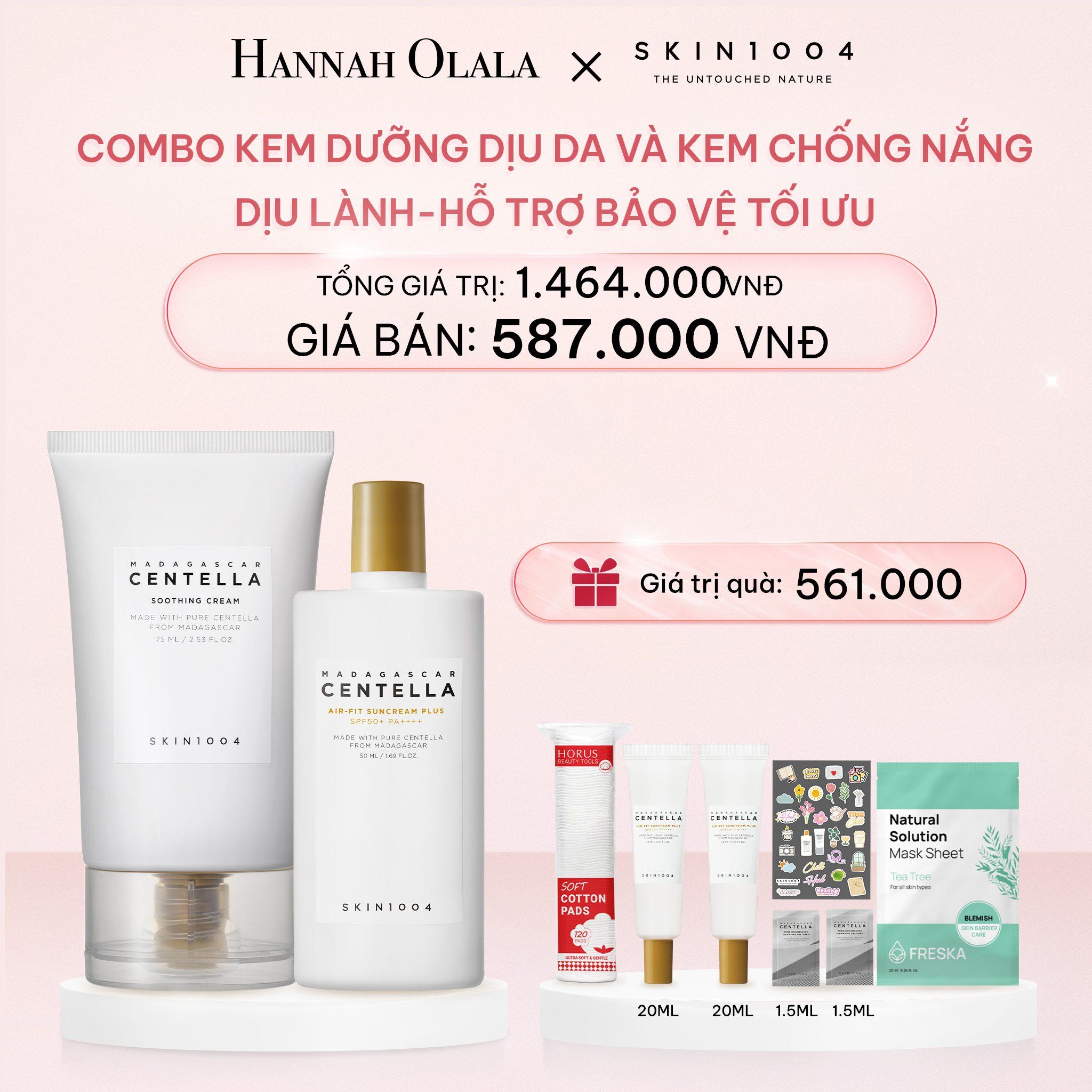  E372_DEAL 7: COMBO 01 KEM DƯỠNG MADAGASCAR CENTELLA SOOTHING CREAM 75ML +01 KEM CHỐNG NẮNG MADAGASCAR CENTELLA AIR-FIT SUNCREAM PLUS 50ML 
