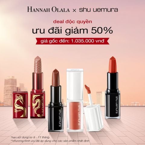  DEAL 2: MUA 1 SON BẤT KỲ GIẢM 50% - HẠN SỬ DỤNG TỪ 8 THÁNG  DÒNG SON KINU CỦA SHU UEMURA 