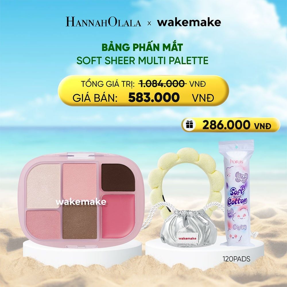  DEAL 3: WAKEMAKE BẢNG PHẤN MẮT SOFT SHEER MULTI PALETTE 6.2G 