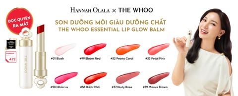  D28_DEAL14A: NEW - BỘ SON DƯỠNG CẢI THIỆN NẾP NHĂN MÔI THE WHOO ESSENTIAL LIP GLOW BALM - 99 BLOOM RED 