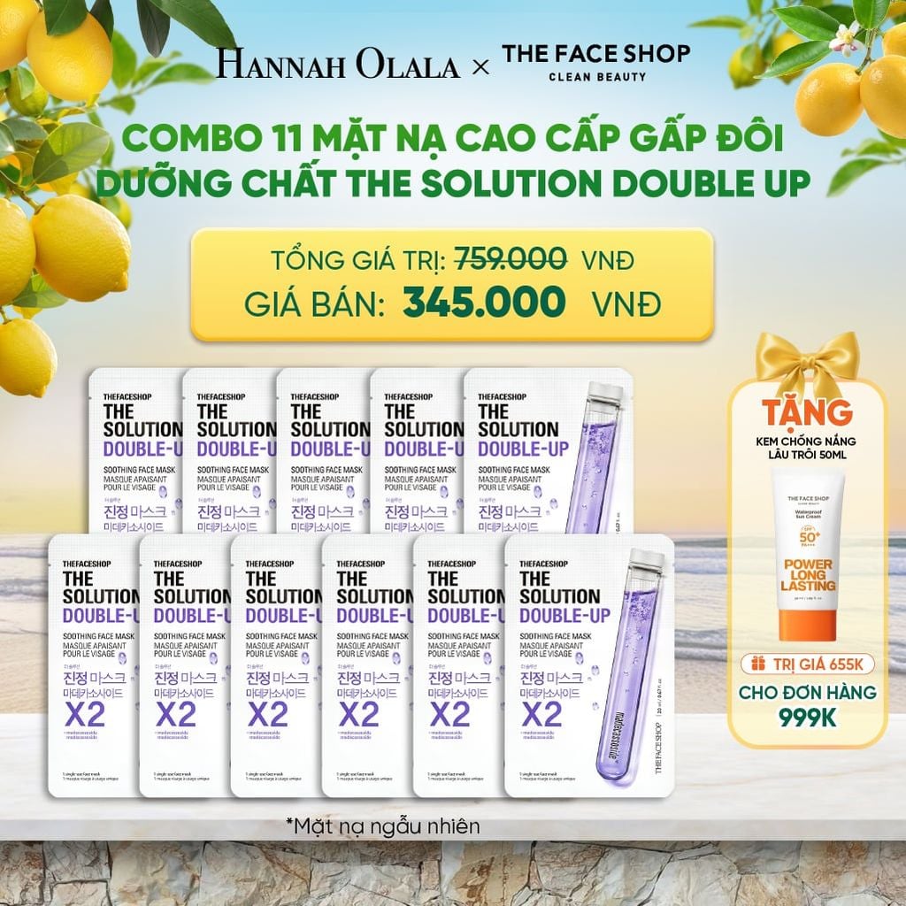  COMBO 11 MẶT NẠ CAO CẤP GẤP ĐÔI DƯỠNG CHẤT THE SOLUTION DOUBLE UP 
