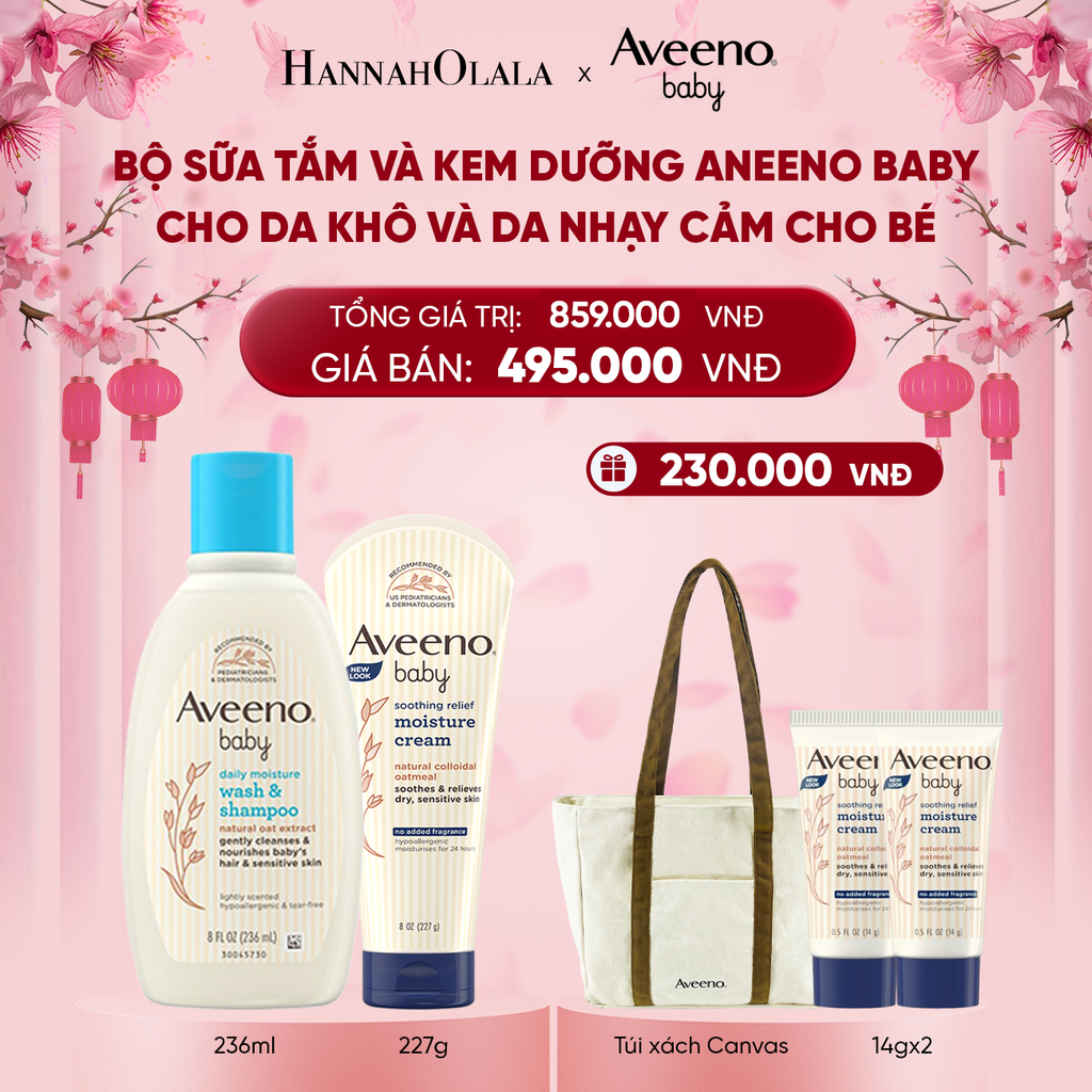  DEAL 3: BỘ SỮA TẮM VÀ KEM DƯỠNG AVEENO BABY CHO DA KHÔ VÀ DA NHẠY CẢM CHO BÉ 