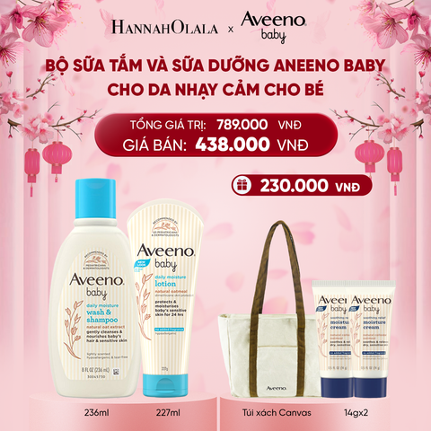 DEAL 4: BỘ SỮA TẮM VÀ SỮA DƯỠNG AVEENO BABY CHO DA NHẠY CẢM CHO BÉ DAILY MOISTURE 