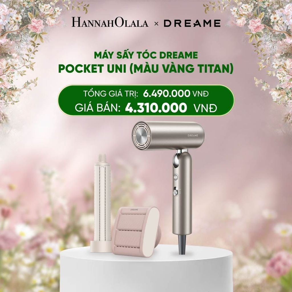  E1215_DEAL 10: MÁY SẤY TÓC DREAME POCKET UNI - BẢN QUỐC TẾ - BẢO HÀNH 24 THÁNG 