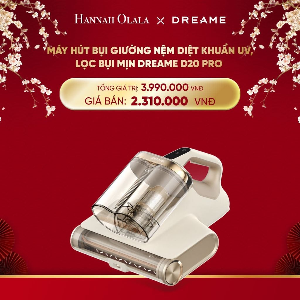  DEAL 1: MÁY HÚT BỤI GIƯỜNG NỆM DIỆT KHUẨN UV, LỌC BỤI MỊN DREAME D20 PRO - BẢN QUỐC TẾ - BẢO HÀNH 24 THÁNG 