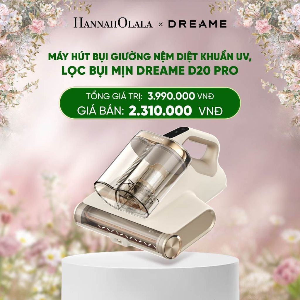  E1224_DEAL 1: MÁY HÚT BỤI GIƯỜNG NỆM DIỆT KHUẨN UV, LỌC BỤI MỊN DREAME D20 PRO - BẢN QUỐC TẾ - BẢO HÀNH 24 THÁNG 