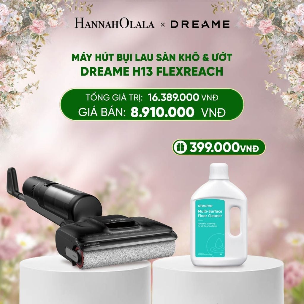  E1223_DEAL 2: MÁY HÚT BỤI LAU SÀN KHÔ & ƯỚT DREAME H13 FLEXREACH - BẢO HÀNH 24 THÁNG 