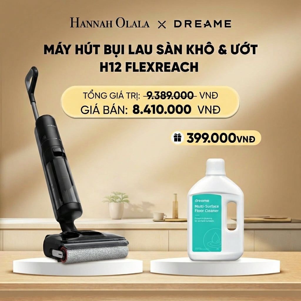  DEAL 9: MÁY HÚT BỤI LAU SÀN KHÔ & ƯỚT H12 FLEXREACH - BẢN QUỐC TẾ - BẢO HÀNH 24 THÁNG 