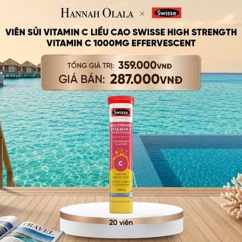  VIÊN SỦI VITAMIN C LIỀU CAO SWISSE HIGH STRENGTH VITAMIN C 1000MG EFFERVESCENT (20 VIÊN)_ D1421 