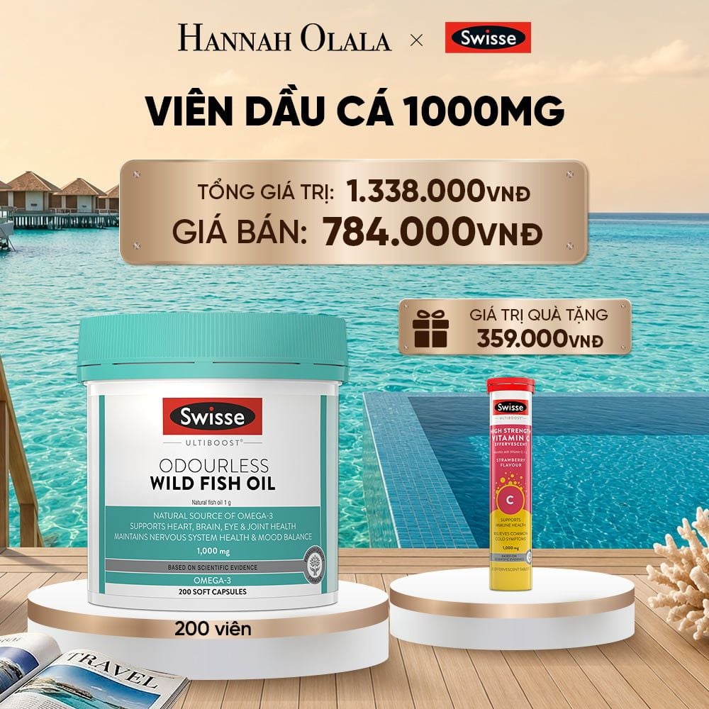  VIÊN DẦU CÁ SWISSE ULTIBOOST ODOURLESS WILD FISH OIL 1000MG (200 VIÊN)_ D284 