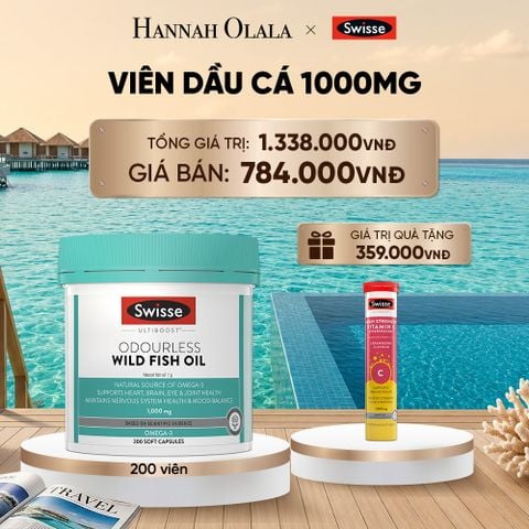  VIÊN DẦU CÁ SWISSE ULTIBOOST ODOURLESS WILD FISH OIL 1000MG (200 VIÊN)_ D284 