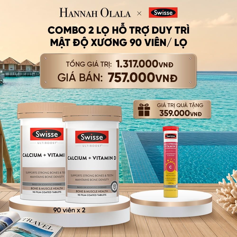  COMBO 2 LỌ HỖ TRỢ DUY TRÌ MẬT ĐỘ XƯƠNG SWISSE ULTIBOOST CALCIUM + VITAMIN D 90 VIÊN/ LỌ_ D801 