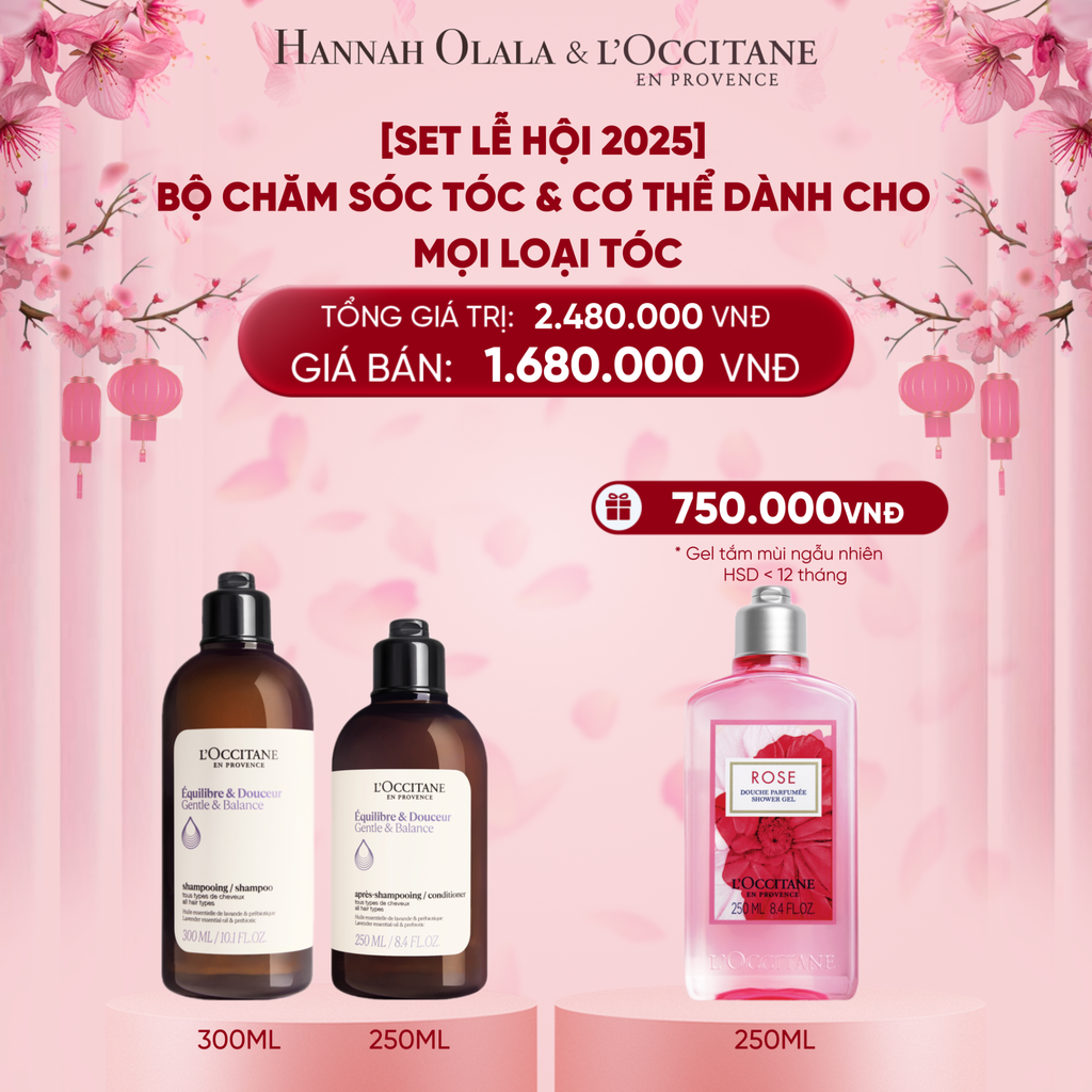  A1037_DEAL 15: [SET LỄ HỘI 2025] SET CHĂM SÓC TÓC & CƠ THỂ DÀNH CHO MỌI LOẠI TÓC L’OCCITANE 