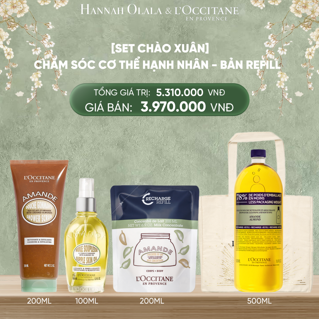  DEAL 13: [SET CHÀO XUÂN] CHĂM SÓC CƠ THỂ HẠNH NHÂN L'OCCITANE PREMIER BẢN REFILL 
