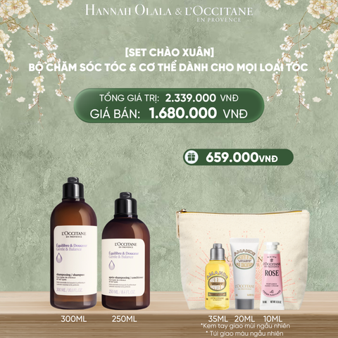  DEAL 14: [SET CHÀO XUÂN] SET CHĂM SÓC TÓC & CƠ THỂ DÀNH CHO MỌI LOẠI TÓC L'OCCITANE 
