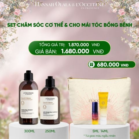  DEAL 13: [SET QUÀ TẶNG 08/03] SET CHĂM SÓC TÓC & CƠ THỂ DÀNH CHO MÁI TÓC BỒNG BỀNH L'OCCITANE 