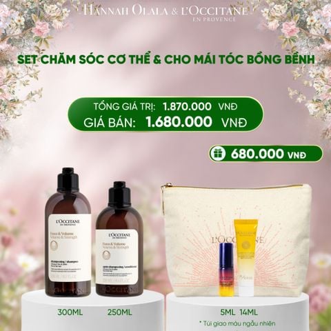  DEAL 12: [SET QUÀ TẶNG 08/03] SET CHĂM SÓC TÓC & CƠ THỂ DÀNH CHO MỌI LOẠI TÓC L'OCCITANE 